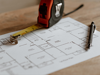 picture of measuring tape and drawing of design